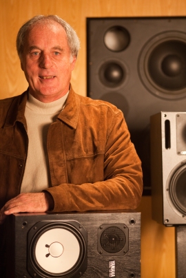 In amongst the monitors. John Leckie in classic 'producer pose', leaning on those NS10s